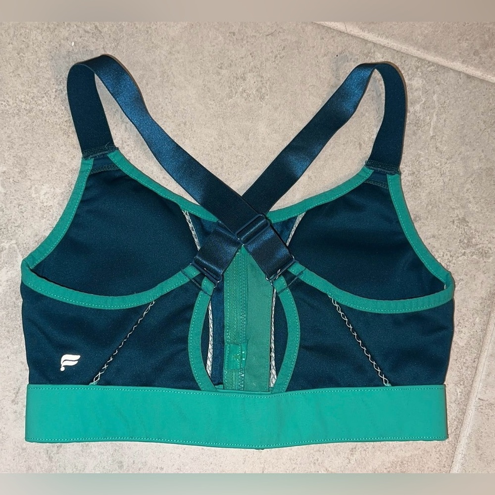 Fabletics Zoe High Support Impact Zip Front Sports Bra Small Crossback green